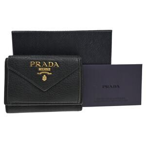 Prada Vitello Move Front Pocket Trifold Wallet Black